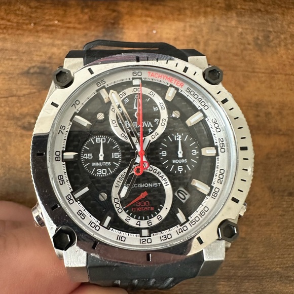 Bulova Men's Black and Silver Watch - Picture 2 of 4